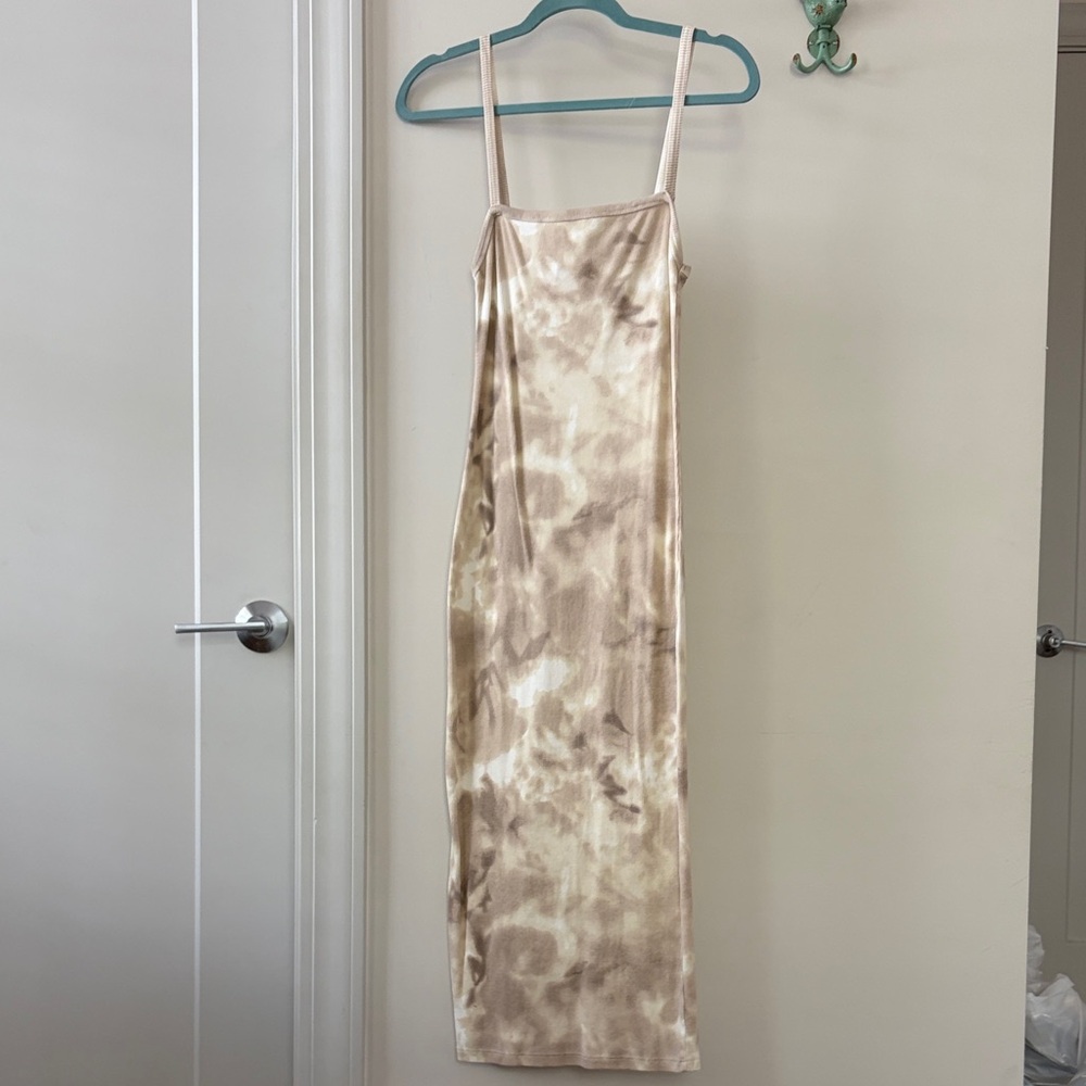 Zara Neutral Tie-Dye Cotton Ribbed Dress